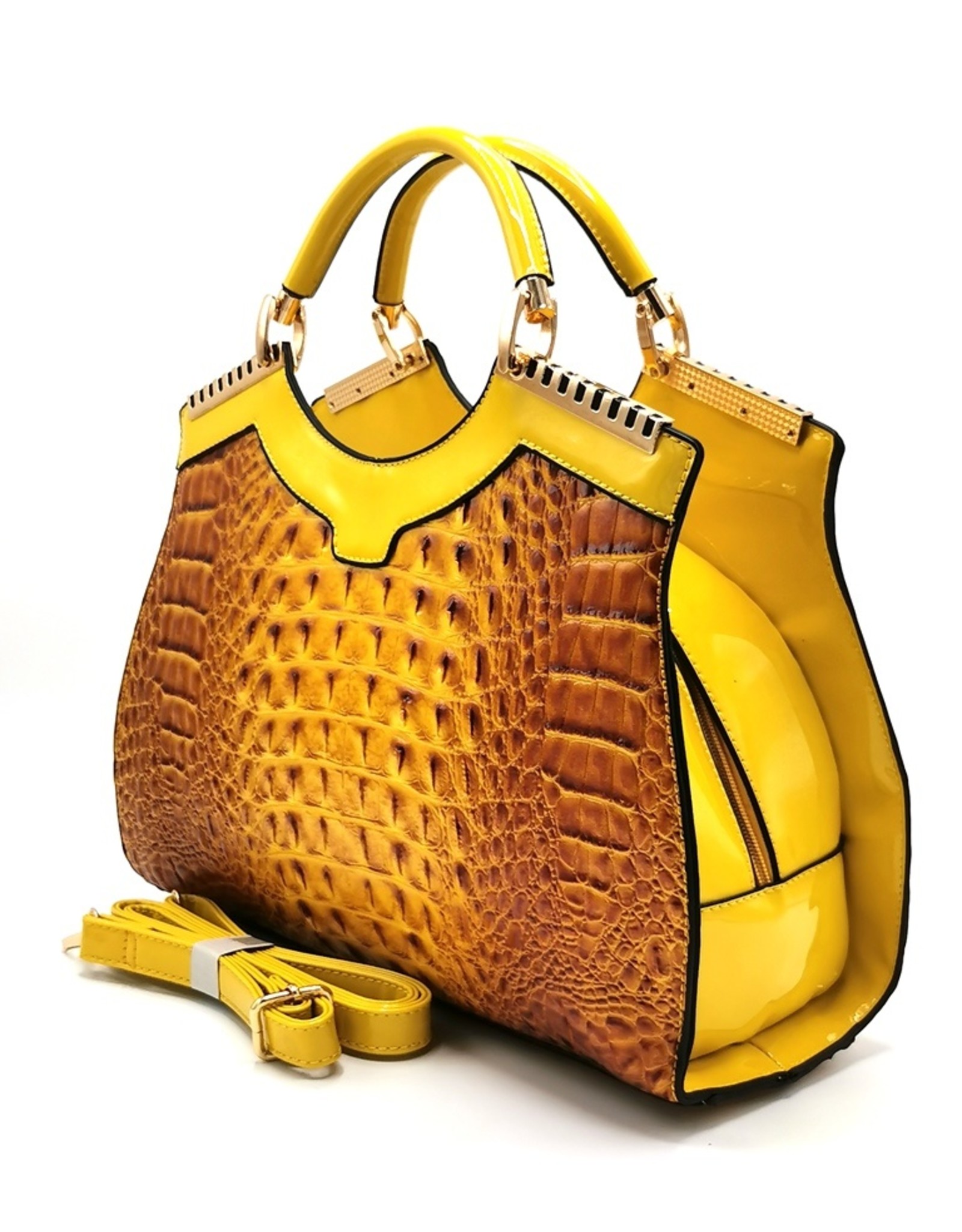 Angelo Fashion bags - Fashionable handbag Croco lacquer yellow