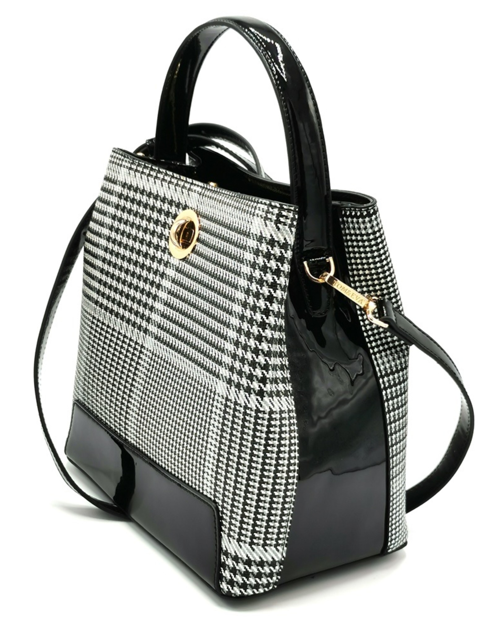 Tom & Eva Fashion bags - Tom & Eva Design Handbag Houndstooth Black and White