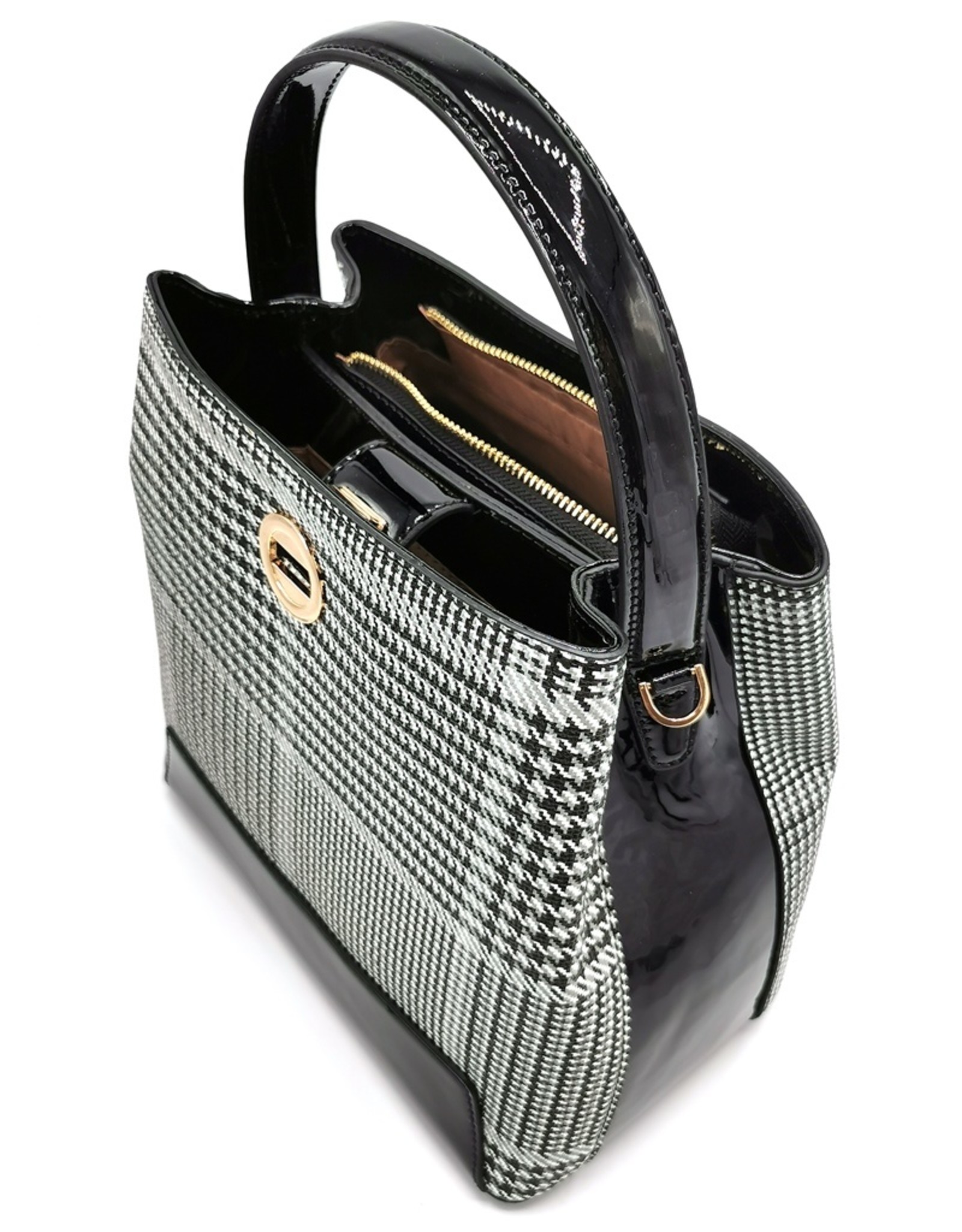 Tom & Eva Fashion bags - Tom & Eva Design Handbag Houndstooth Black and White