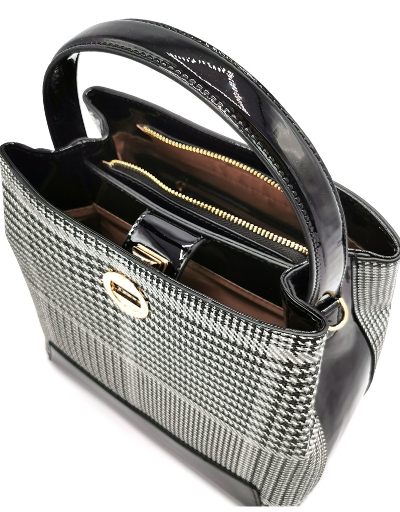 Tom & Eva Fashion bags - Tom & Eva Design Handbag Houndstooth Black and White