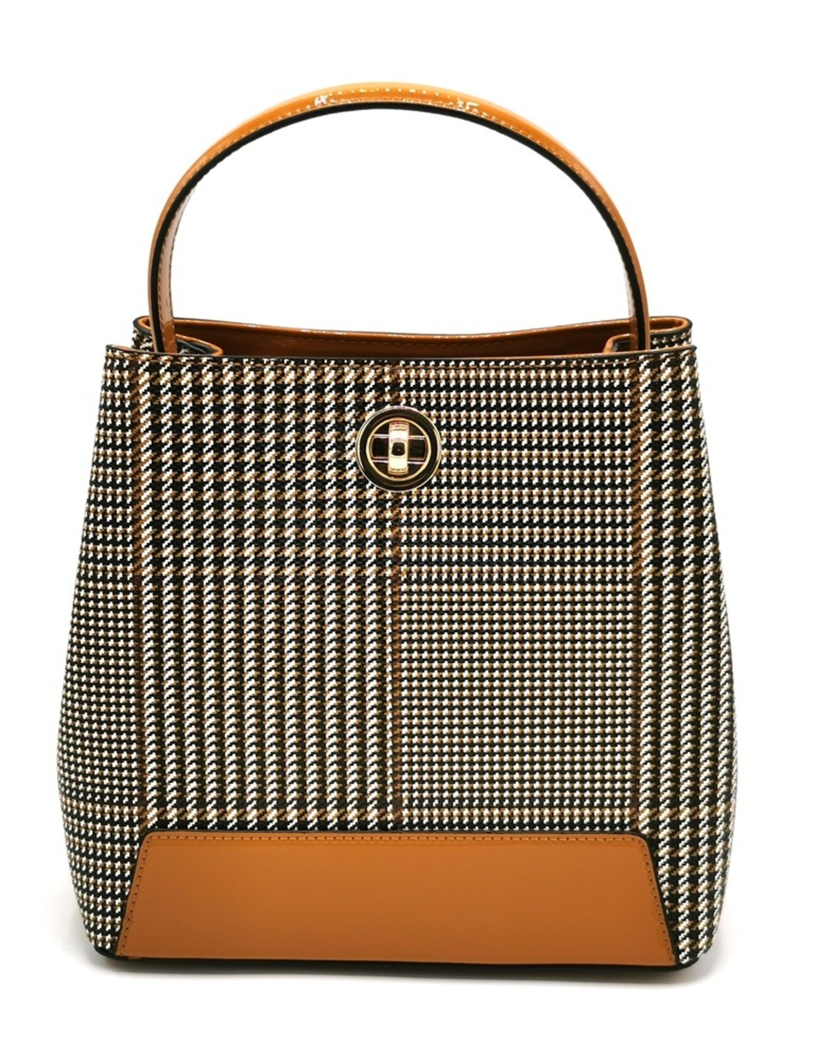 Tom & Eva Modieus - Tom & Eva Design Handtas Pied-de-Poule Cognac-Zwart-Wit