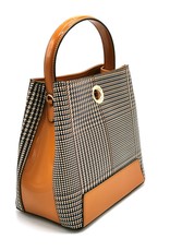 Tom & Eva Fashion bags - Tom & Eva Design Handbag Pied-de-Poule Cognac-Black-White