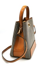 Tom & Eva Fashion bags - Tom & Eva Design Handbag Pied-de-Poule Cognac-Black-White