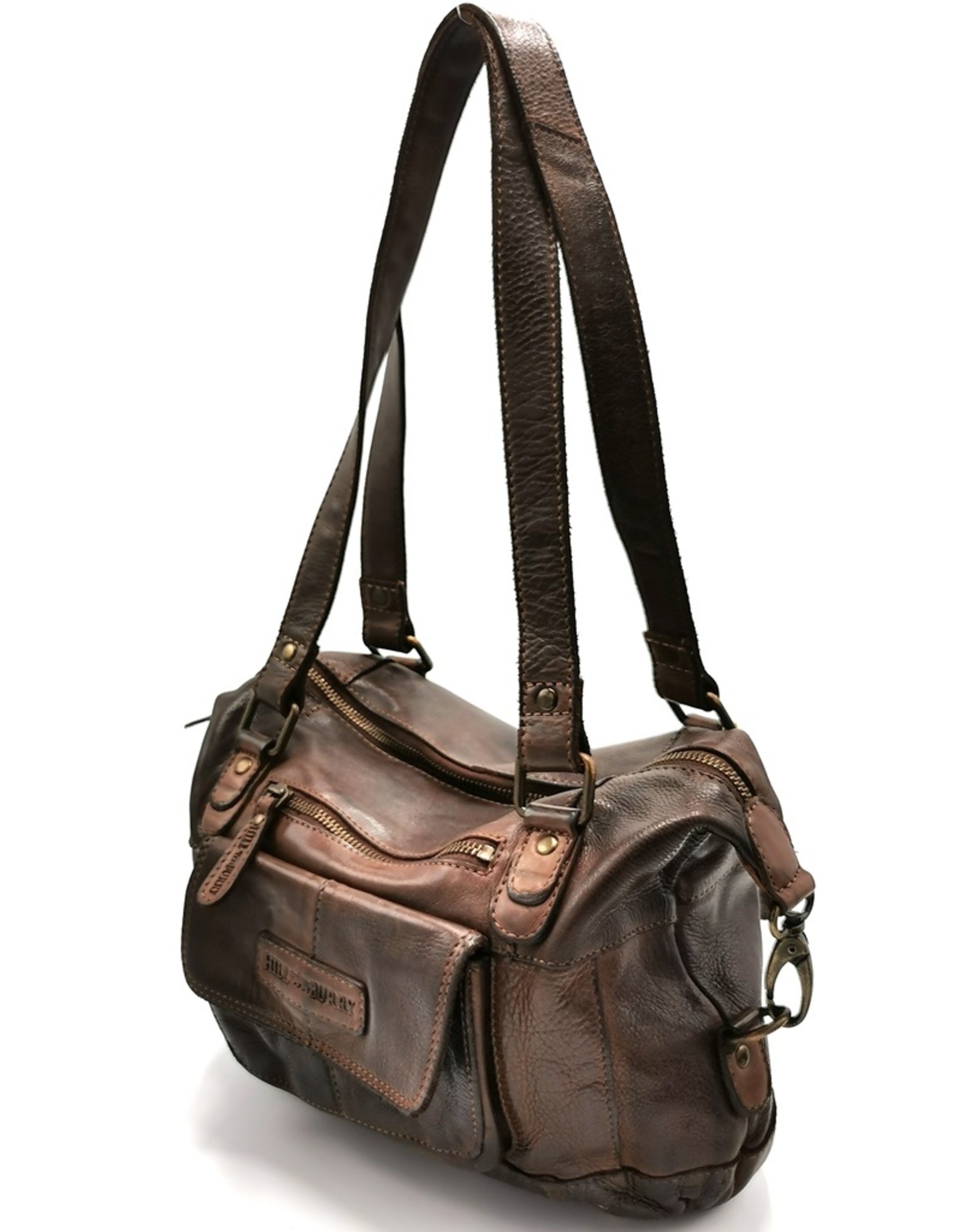 HillBurry Leather Shoulder bags  leather crossbody bags - HillBurry Shoulder Bag Washed Leather - brown