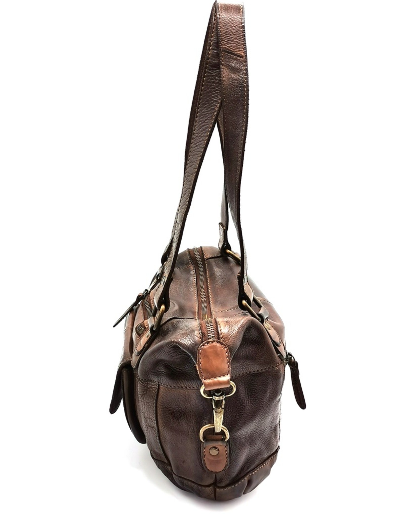 HillBurry Leren schoudertassen Leren crossbody tassen - HillBurry Schoudertas Gewassen Leer - bruin