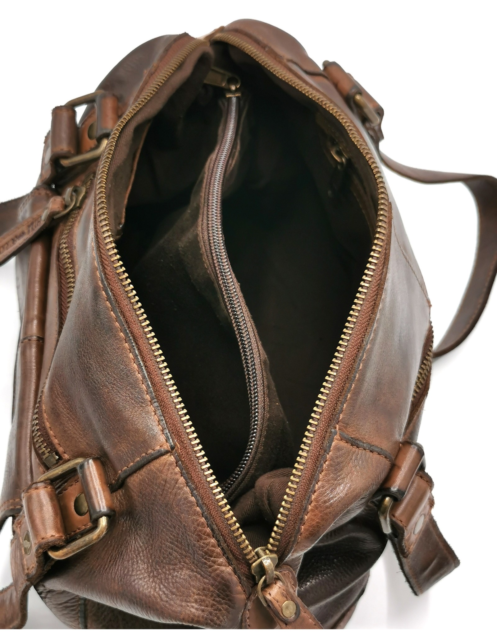 HillBurry Leather Shoulder bags  leather crossbody bags - HillBurry Shoulder Bag Washed Leather - brown