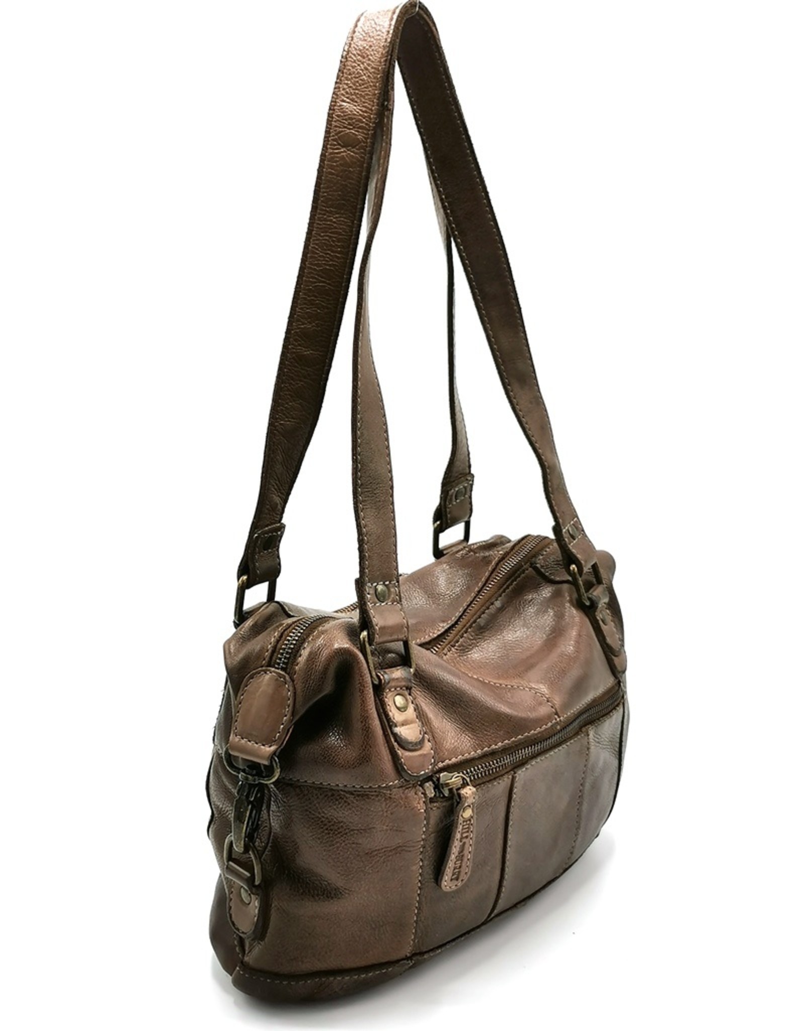 HillBurry Leather Shoulder bags  leather crossbody bags - HillBurry Shoulder Bag Washed Leather taupe