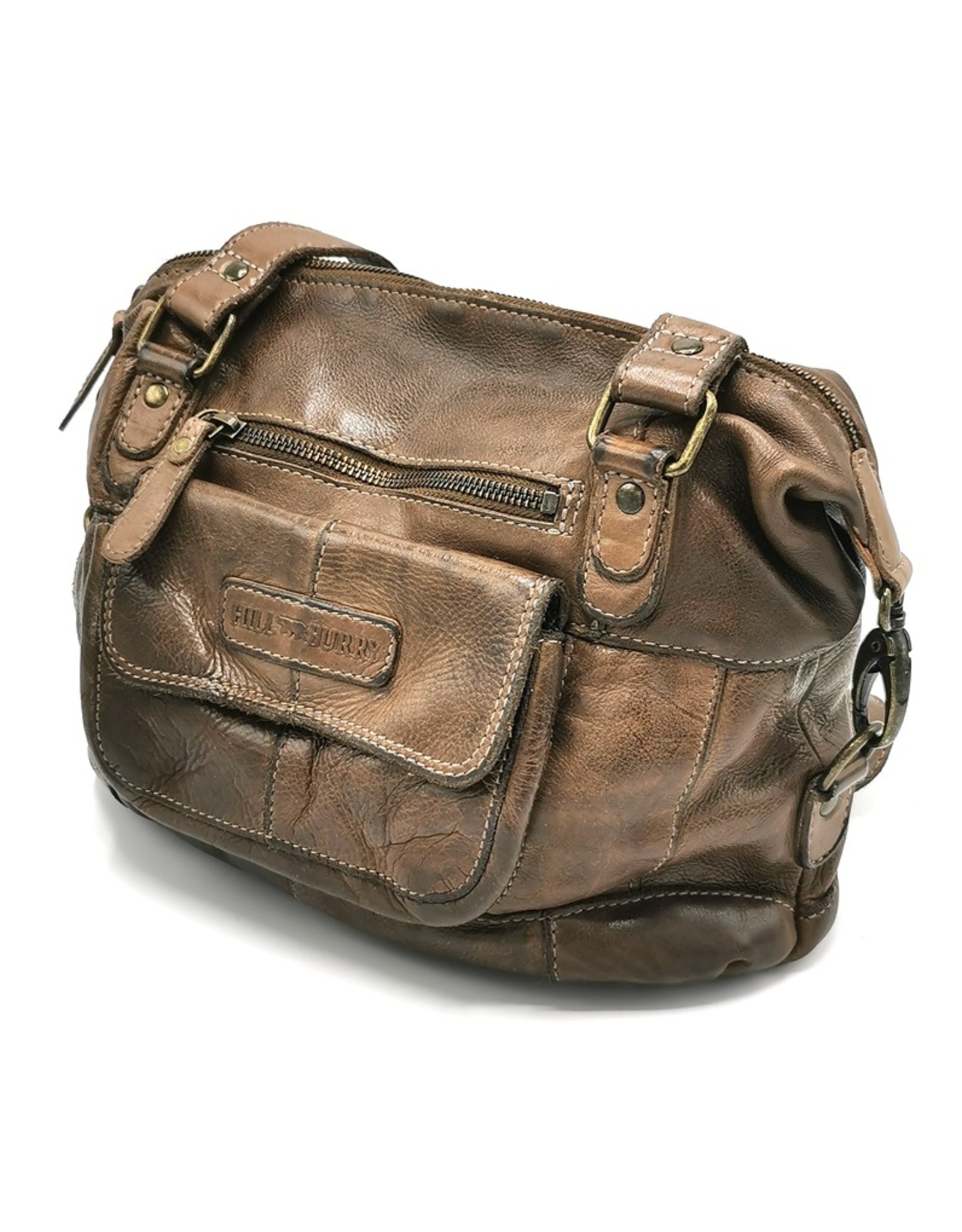 HillBurry Leren schoudertassen Leren crossbody tassen - HillBurry Schoudertas Gewassen Leer taupe