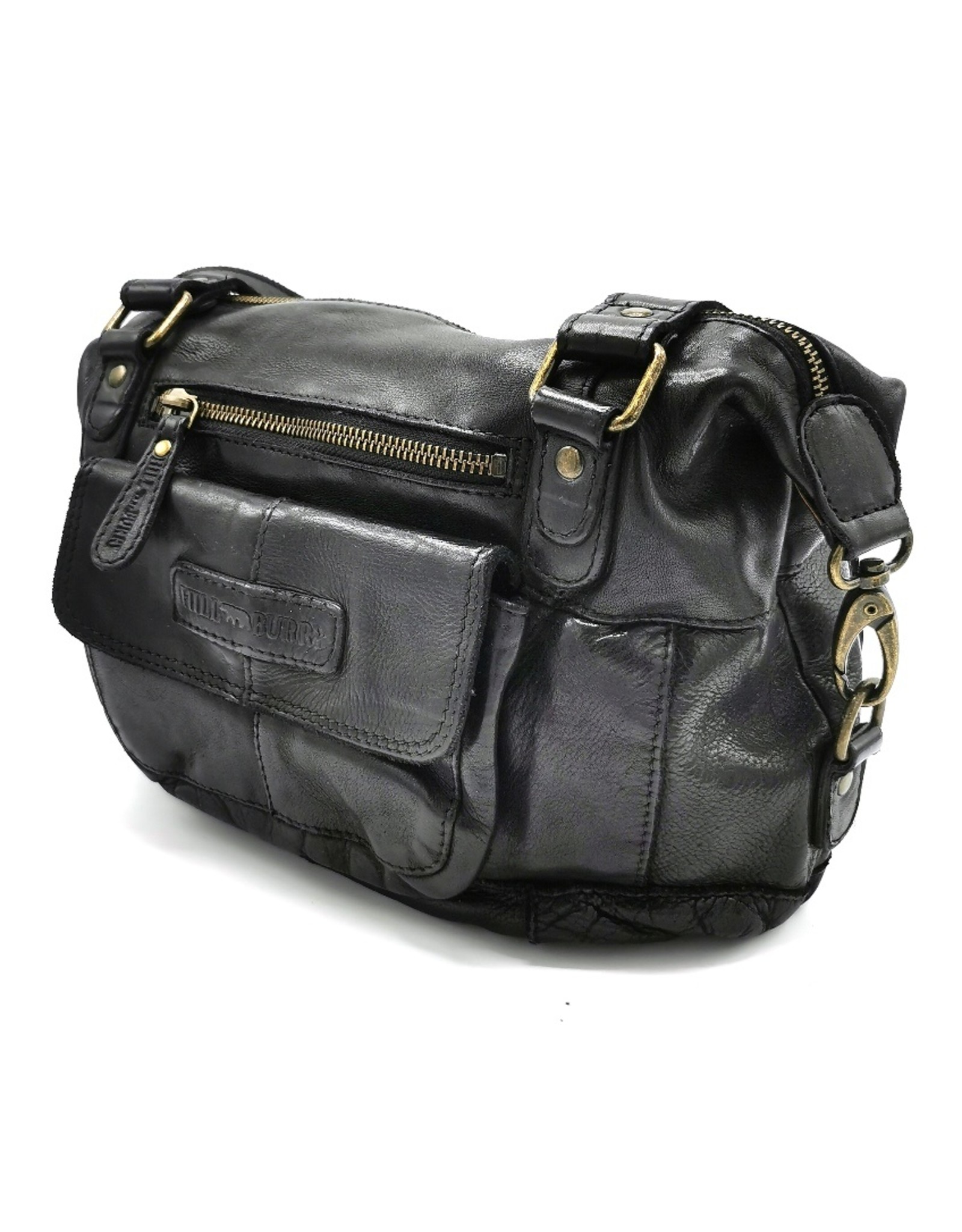 HillBurry Leather Shoulder bags  leather crossbody bags - HillBurry Shoulder Bag Washed Leather black