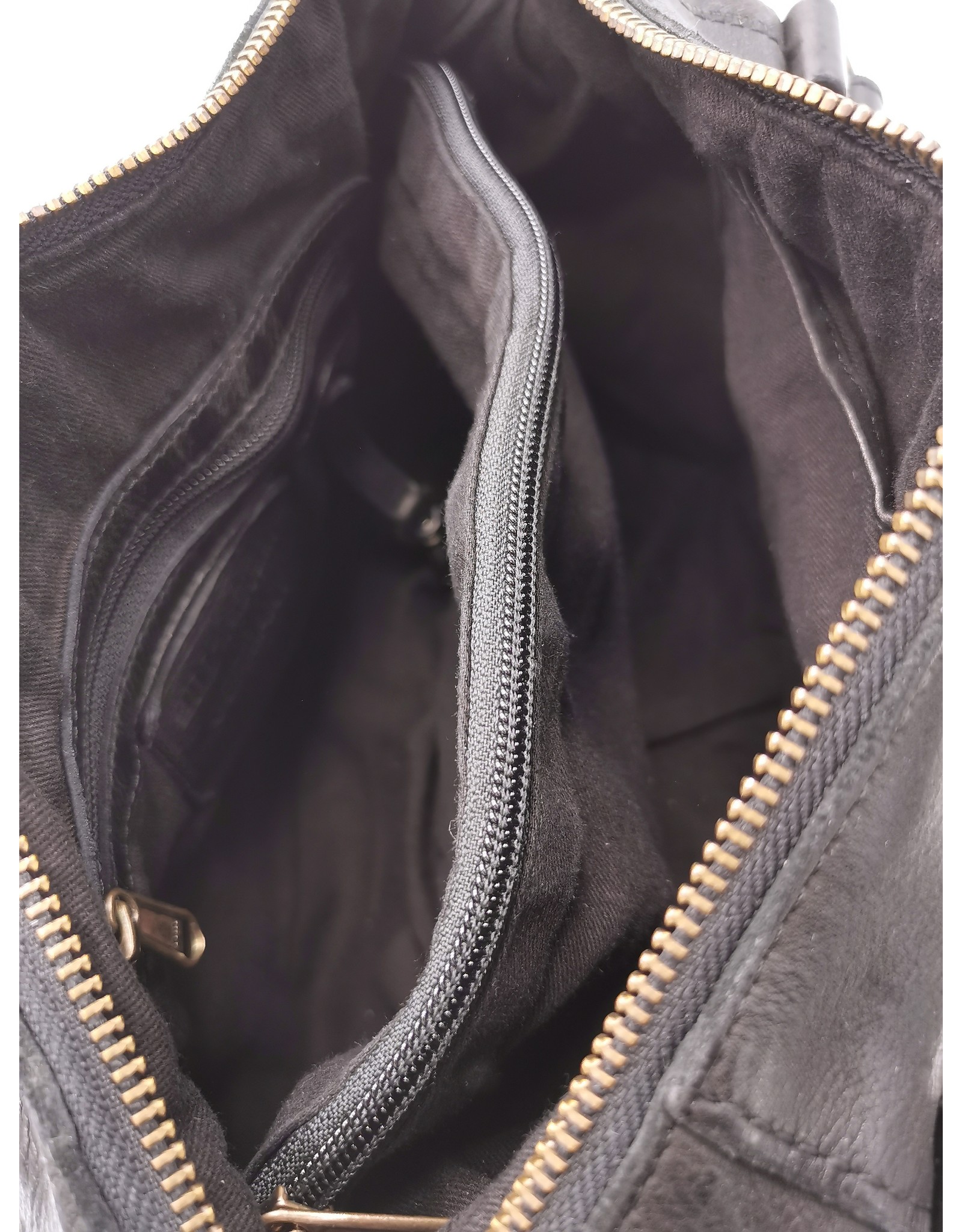 HillBurry Leather Shoulder bags  leather crossbody bags - HillBurry Shoulder Bag Washed Leather black