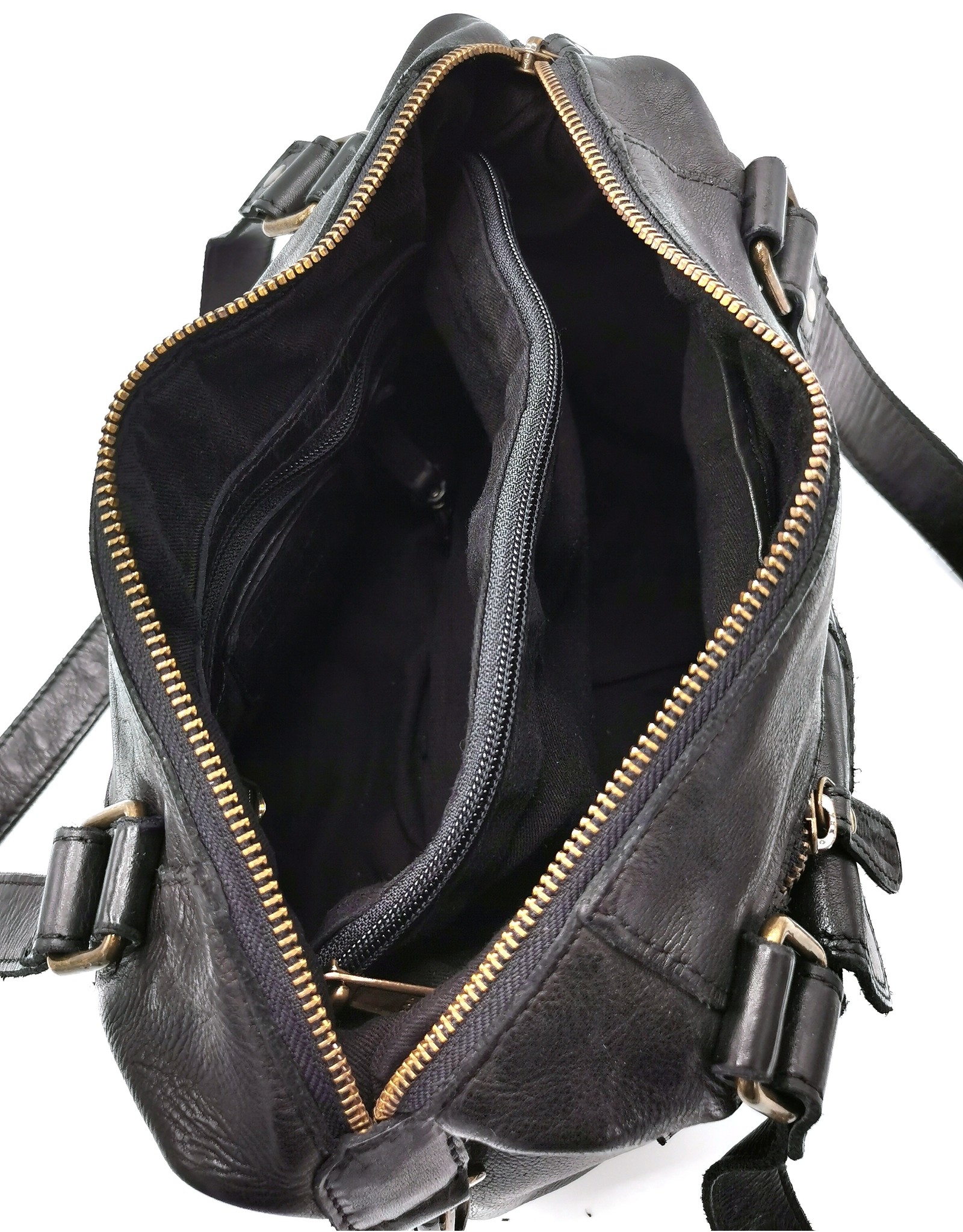 HillBurry Leather Shoulder bags  leather crossbody bags - HillBurry Shoulder Bag Washed Leather black