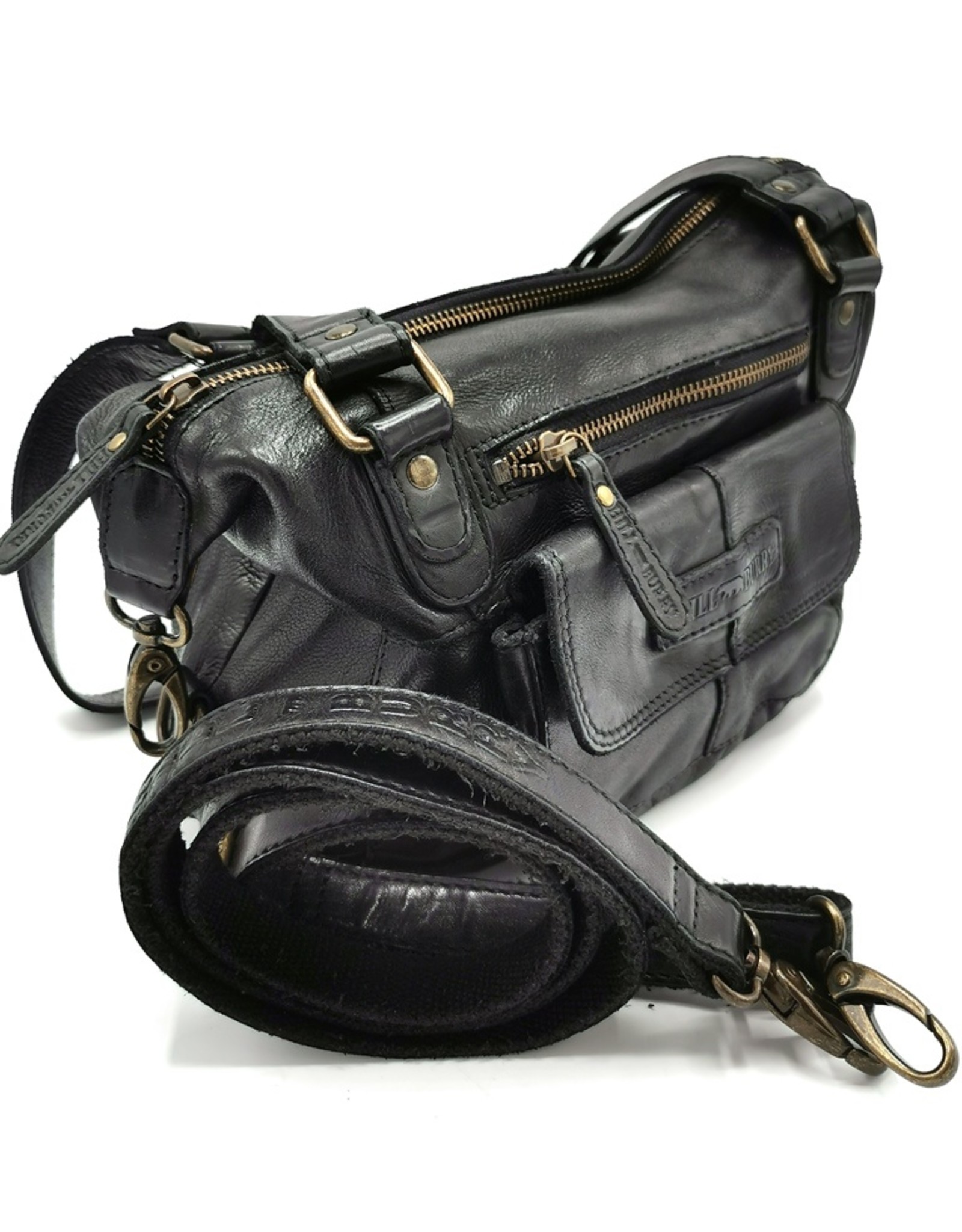 HillBurry Leather Shoulder bags  leather crossbody bags - HillBurry Shoulder Bag Washed Leather black