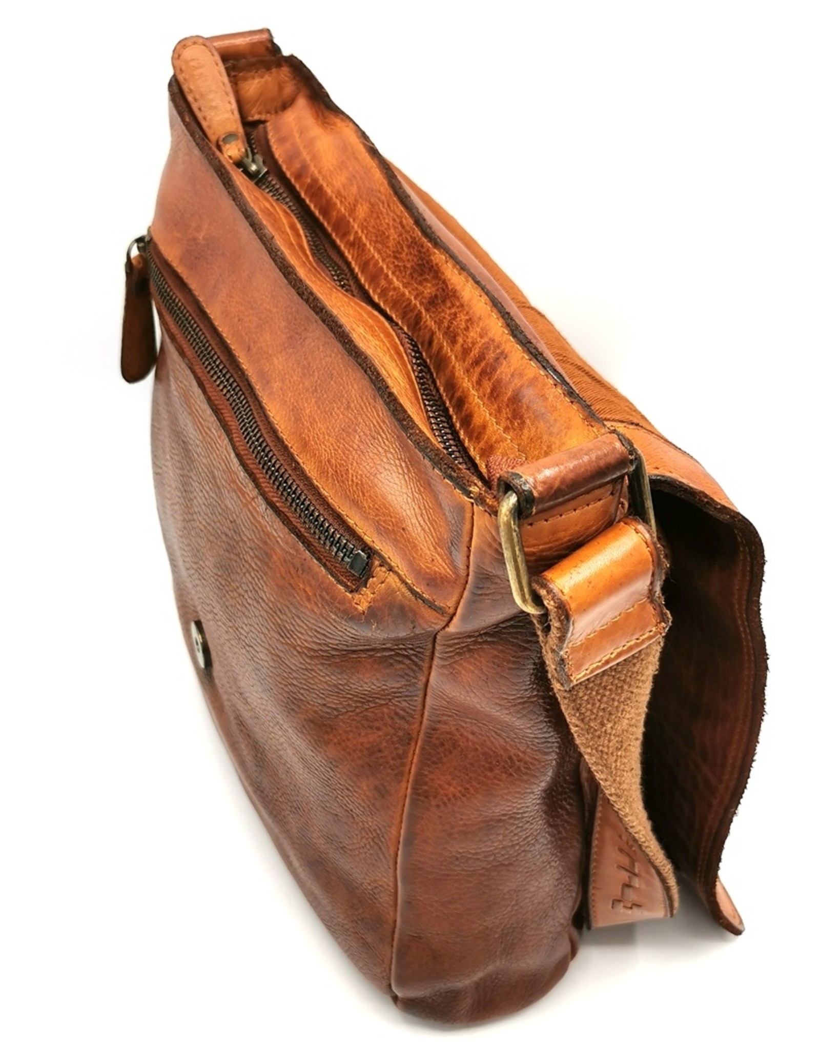 HillBurry Leather bags - HillBurry Crossbody Washed Leather tan