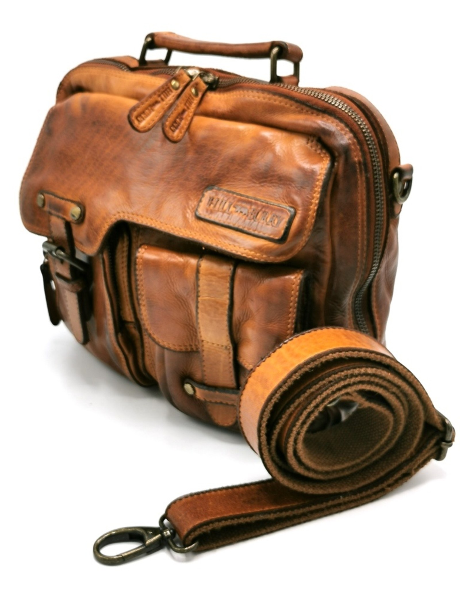 HillBurry Leren tassen - HillBurry Stoere Uniseks Tas Gewassen Leer Vintage tan