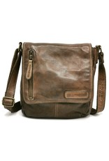 HillBurry Leren tassen - HillBurry Crossbody met omslag taupe (klein)