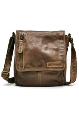 HillBurry Leren tassen - HillBurry Crossbody met omslag taupe (klein)