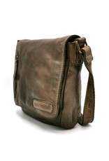 HillBurry Leren tassen - HillBurry Crossbody met omslag taupe (klein)