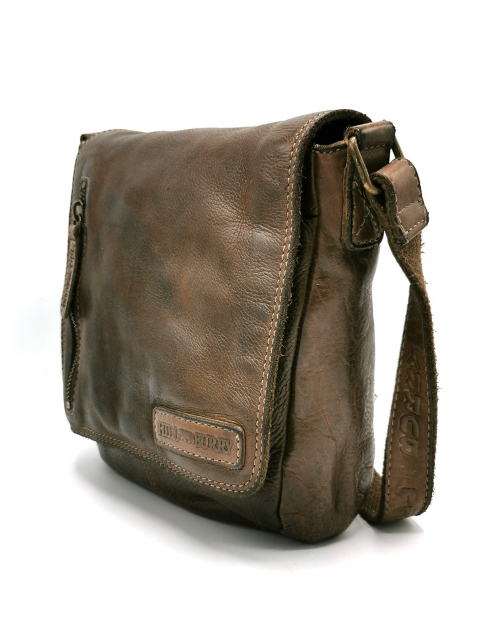 HillBurry Leren tassen - HillBurry Crossbody met omslag taupe (klein)