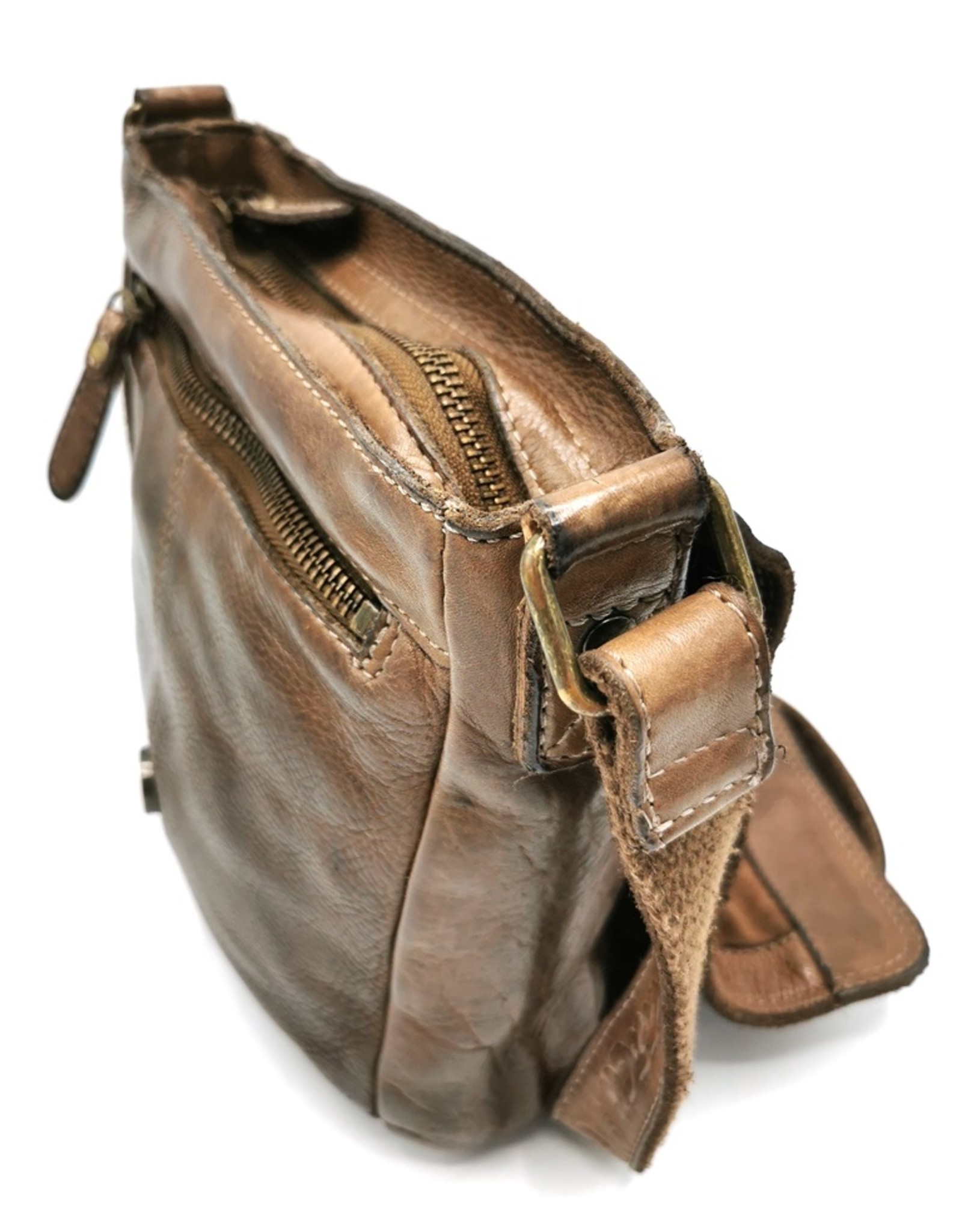 HillBurry Leather bags - HillBurry Crossbody with cover taupe (small)