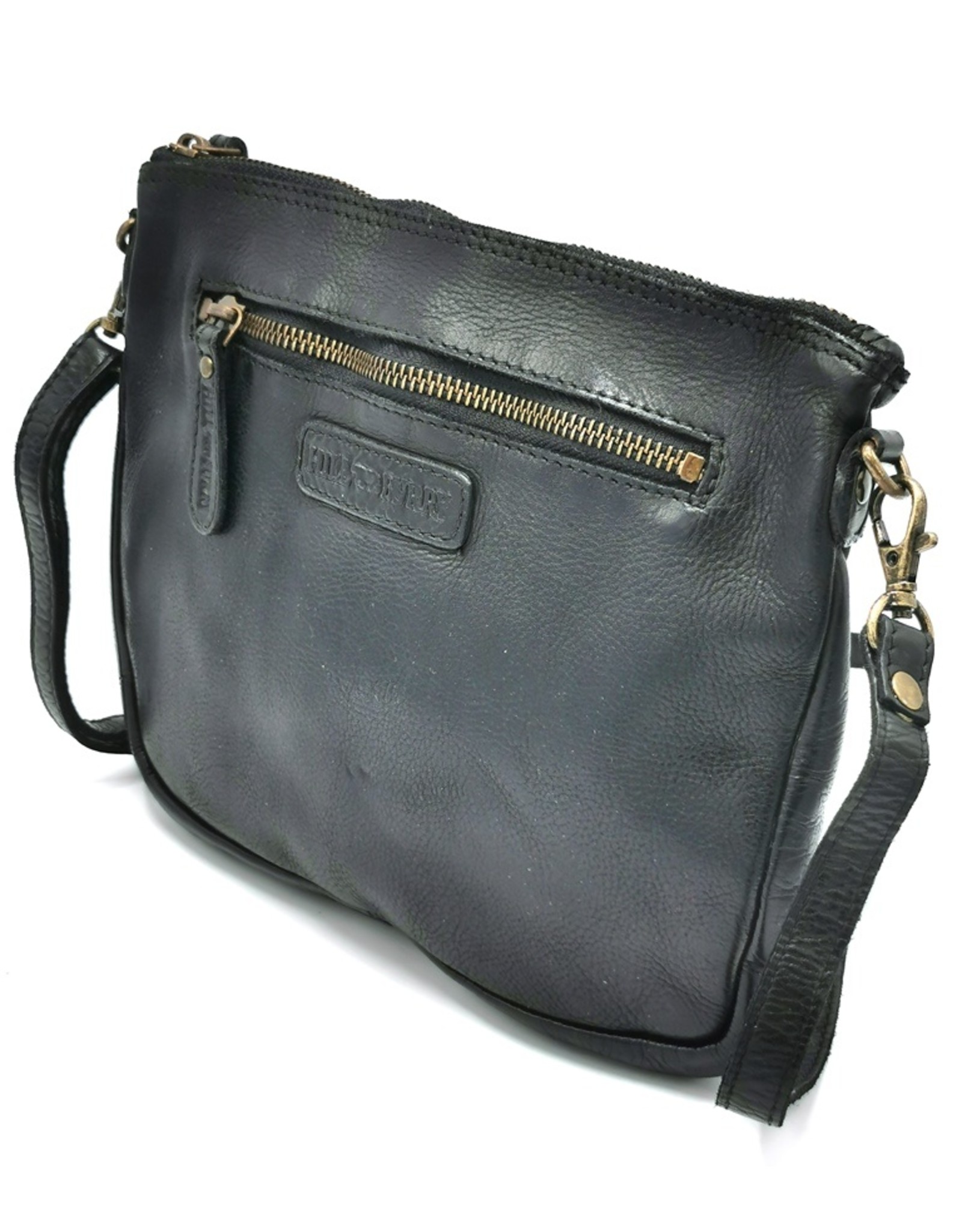 HillBurry Small leather bags, clutches and more - Hillburry Shoulder Bag - Clutch Washed Leather Black