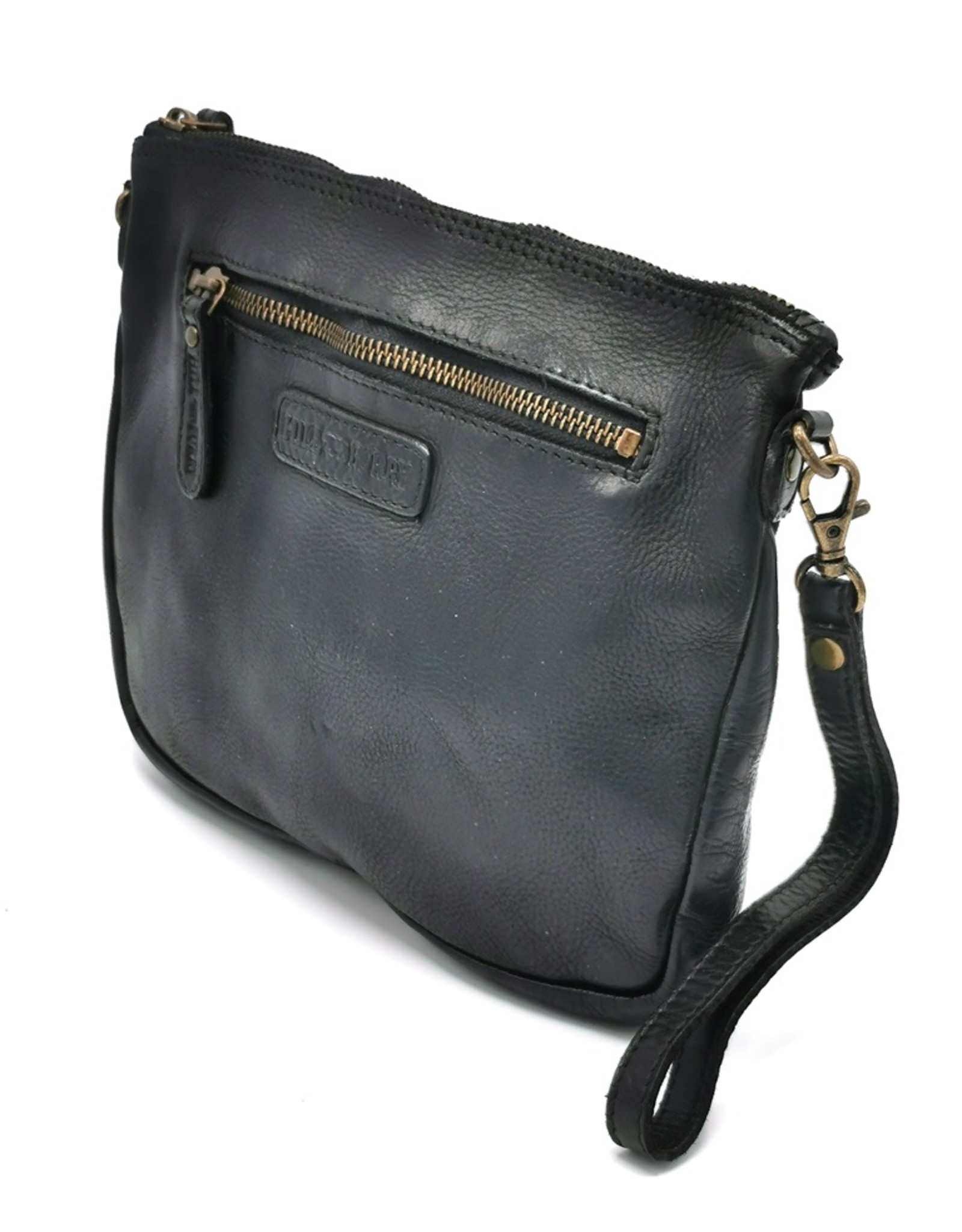 HillBurry Small leather bags, clutches and more - Hillburry Shoulder Bag - Clutch Washed Leather Black