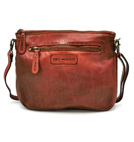 HillBurry Hillburry Schoudertas-Clutch Gewassen Leer rood