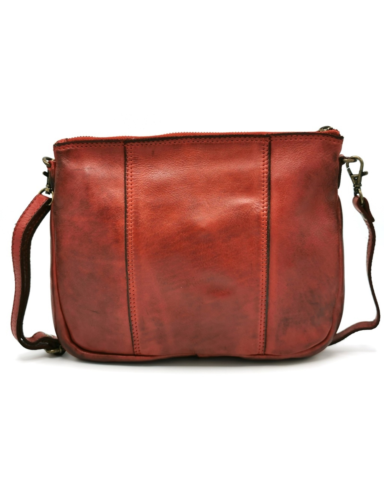 HillBurry Leren Festivaltasjes, heuptassen en riemtassen - Hillburry Schoudertas-Clutch Gewassen Leer rood