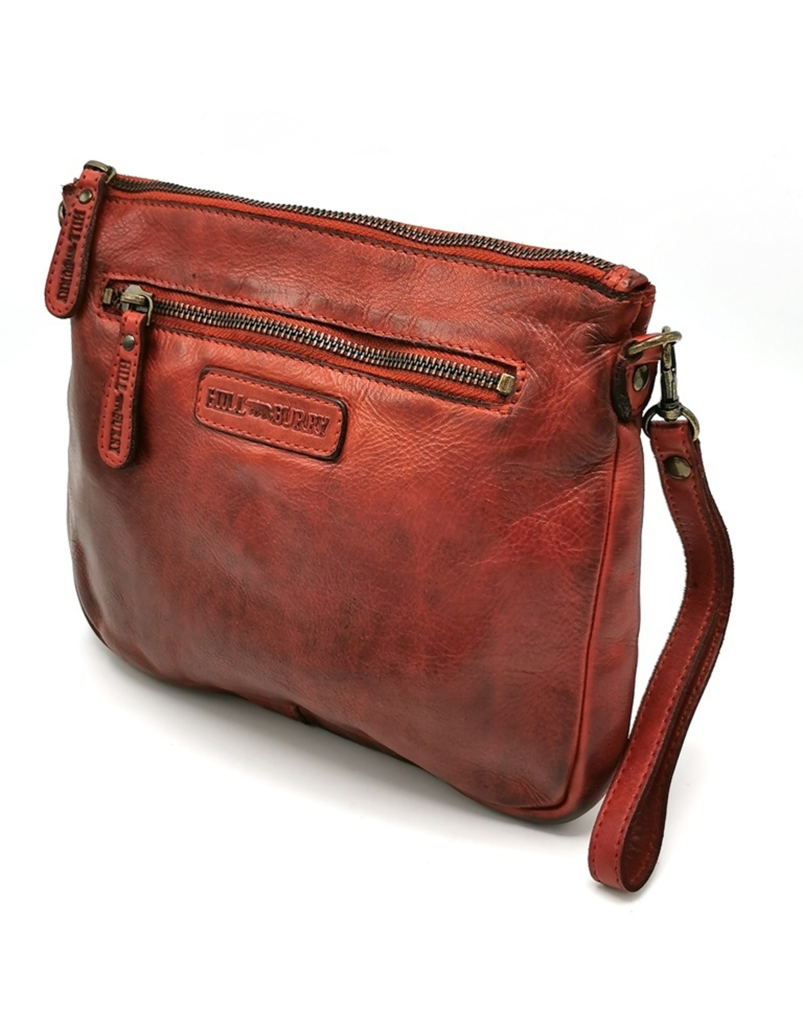 HillBurry Leren Festivaltasjes, heuptassen en riemtassen - Hillburry Schoudertas-Clutch Gewassen Leer rood