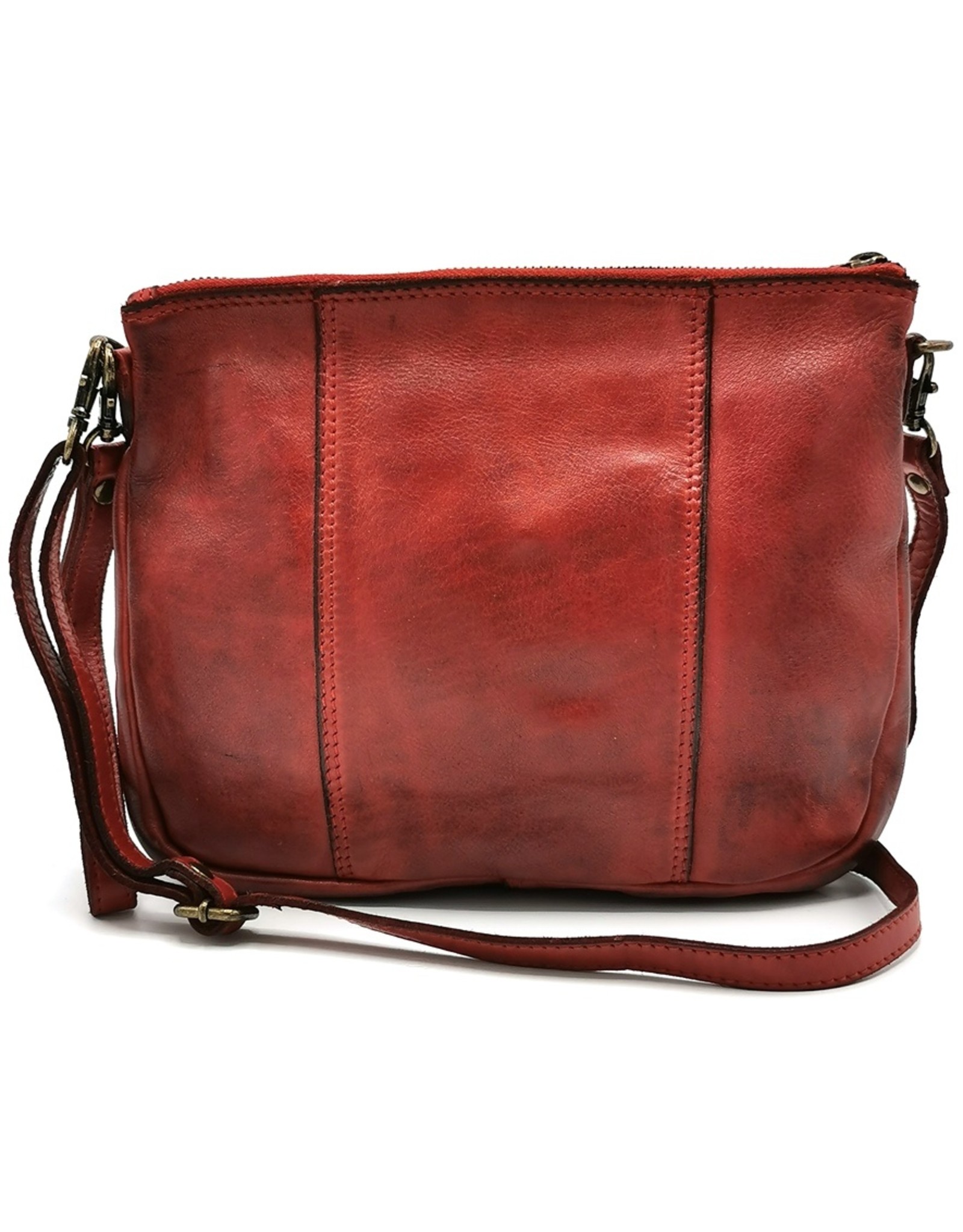 HillBurry Leren Festivaltasjes, heuptassen en riemtassen - Hillburry Schoudertas-Clutch Gewassen Leer rood