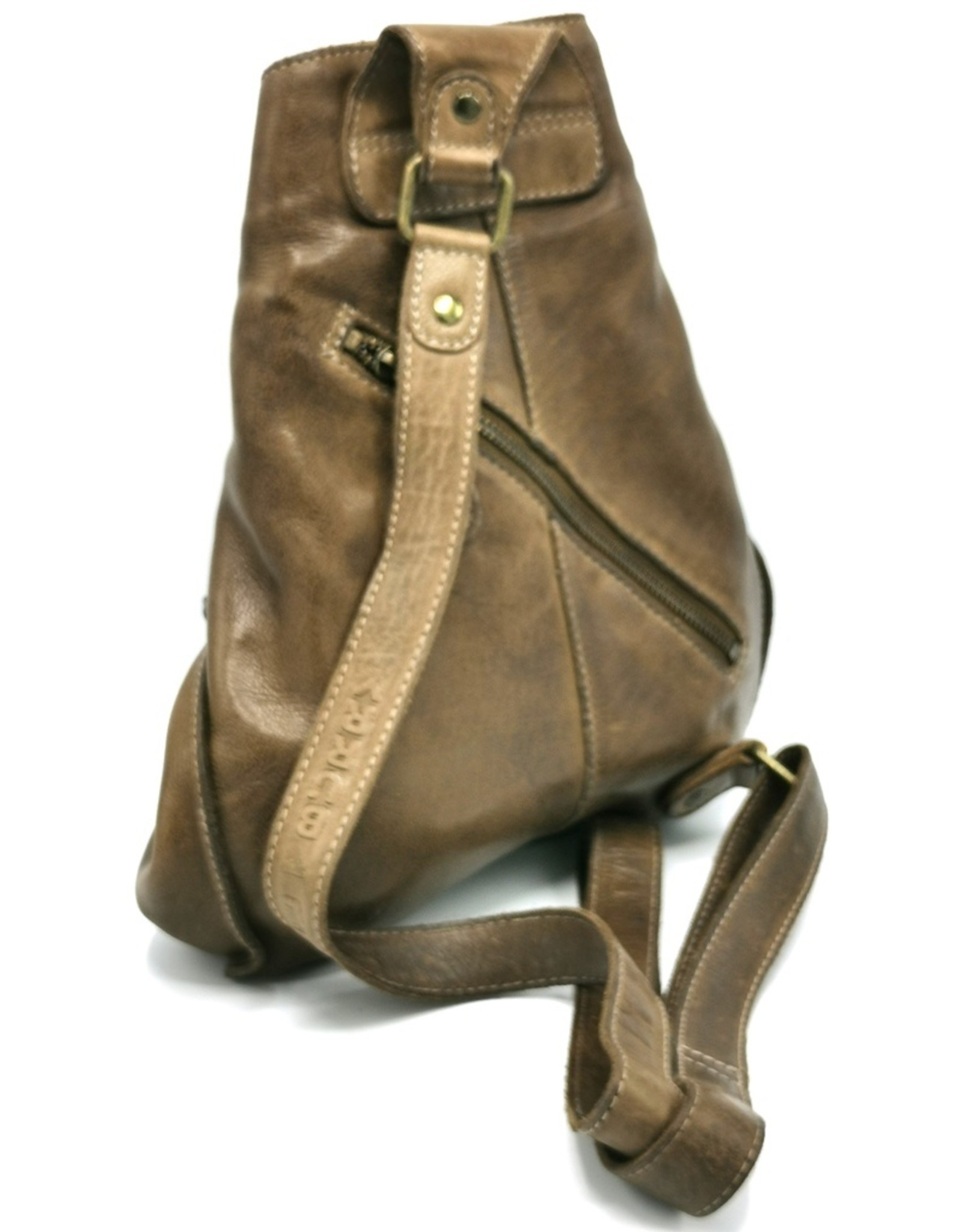 HillBurry Leather backpacks Leather shoppers - HillBurry Crossbody-Sling bag Washed Leather taupe