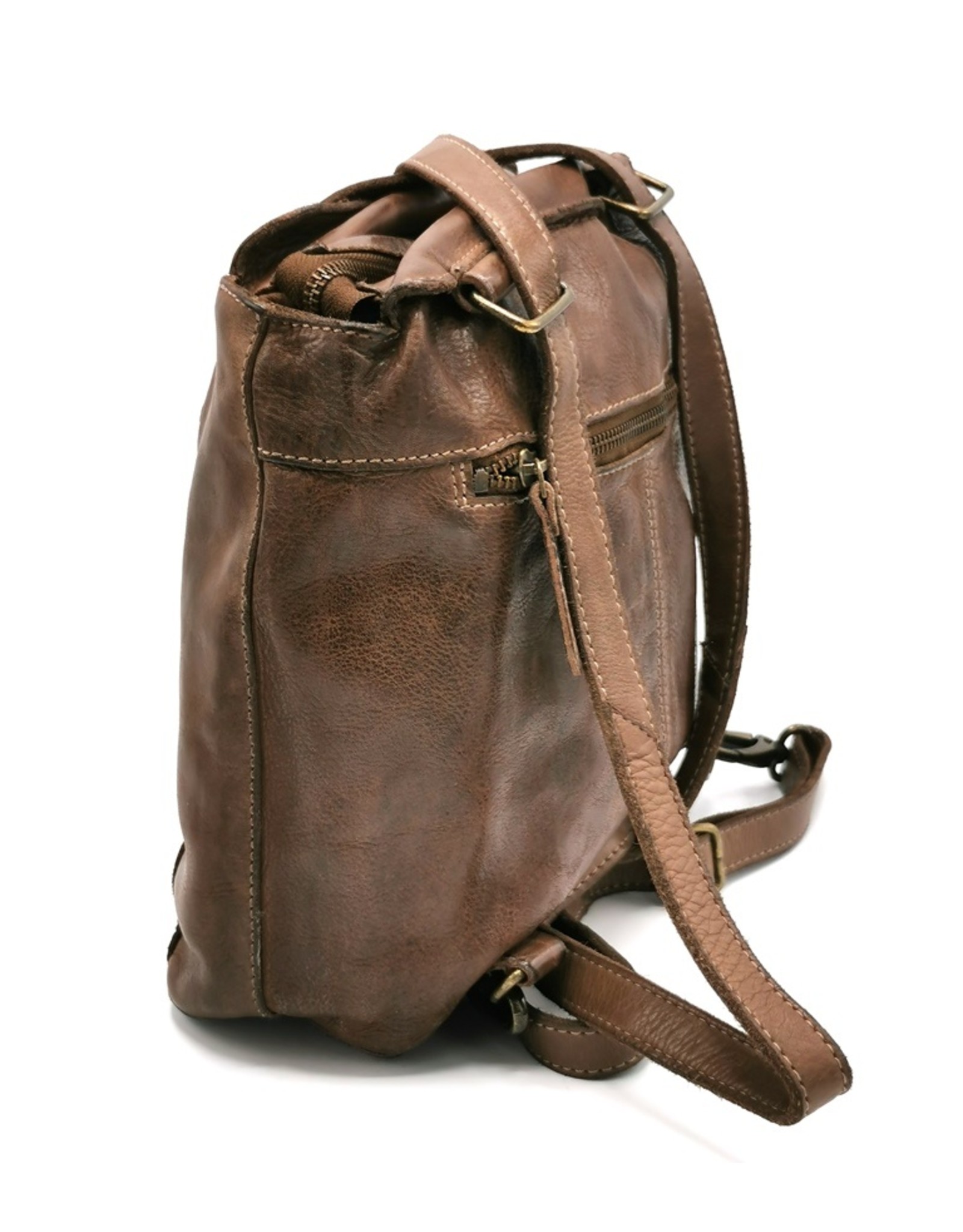 HillBurry Leather backpacks Leather shoppers - HillBurry backpack-shoulder bag washed leather (Taupe)