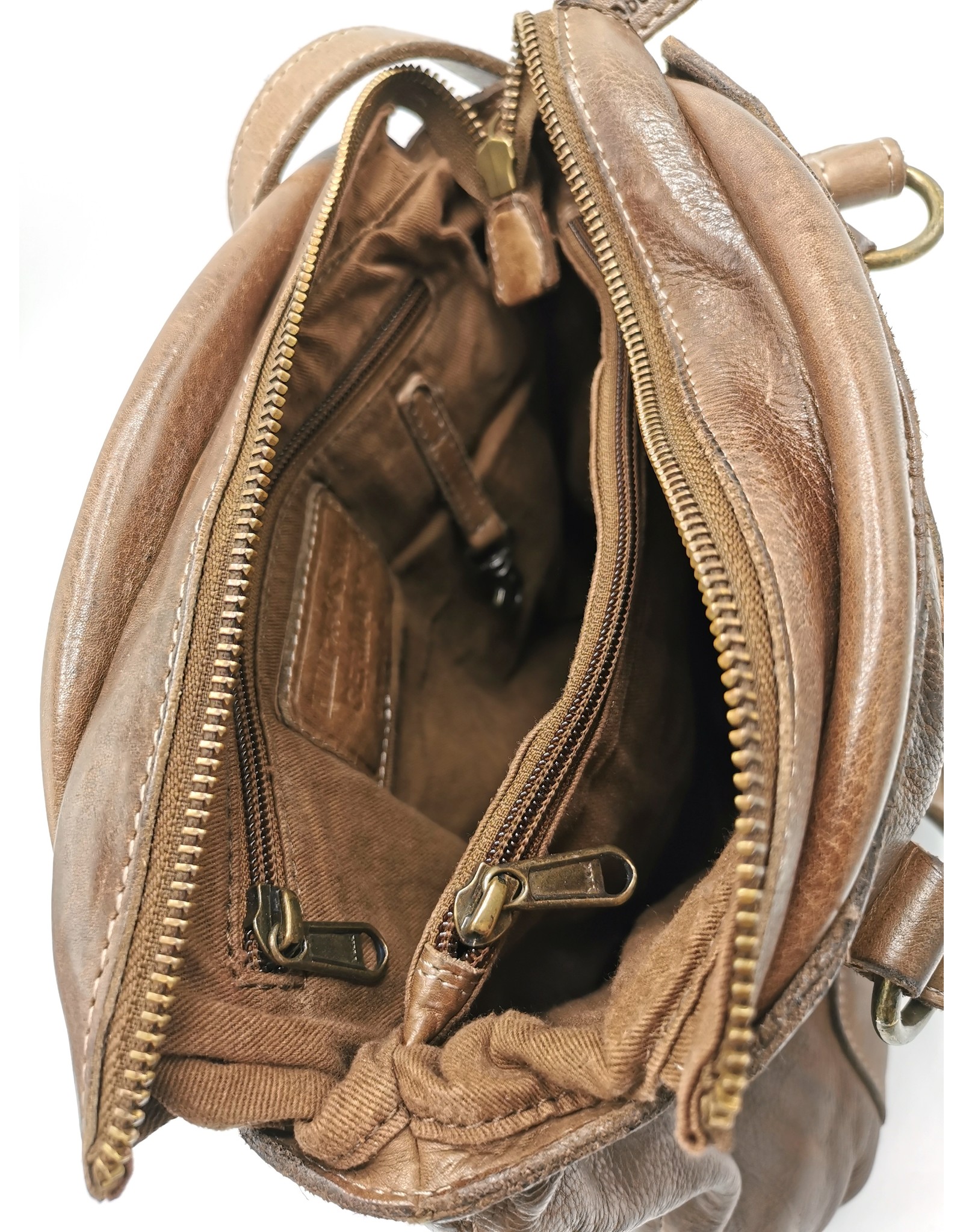 HillBurry Leather backpacks Leather shoppers - HillBurry backpack-shoulder bag washed leather (Taupe)