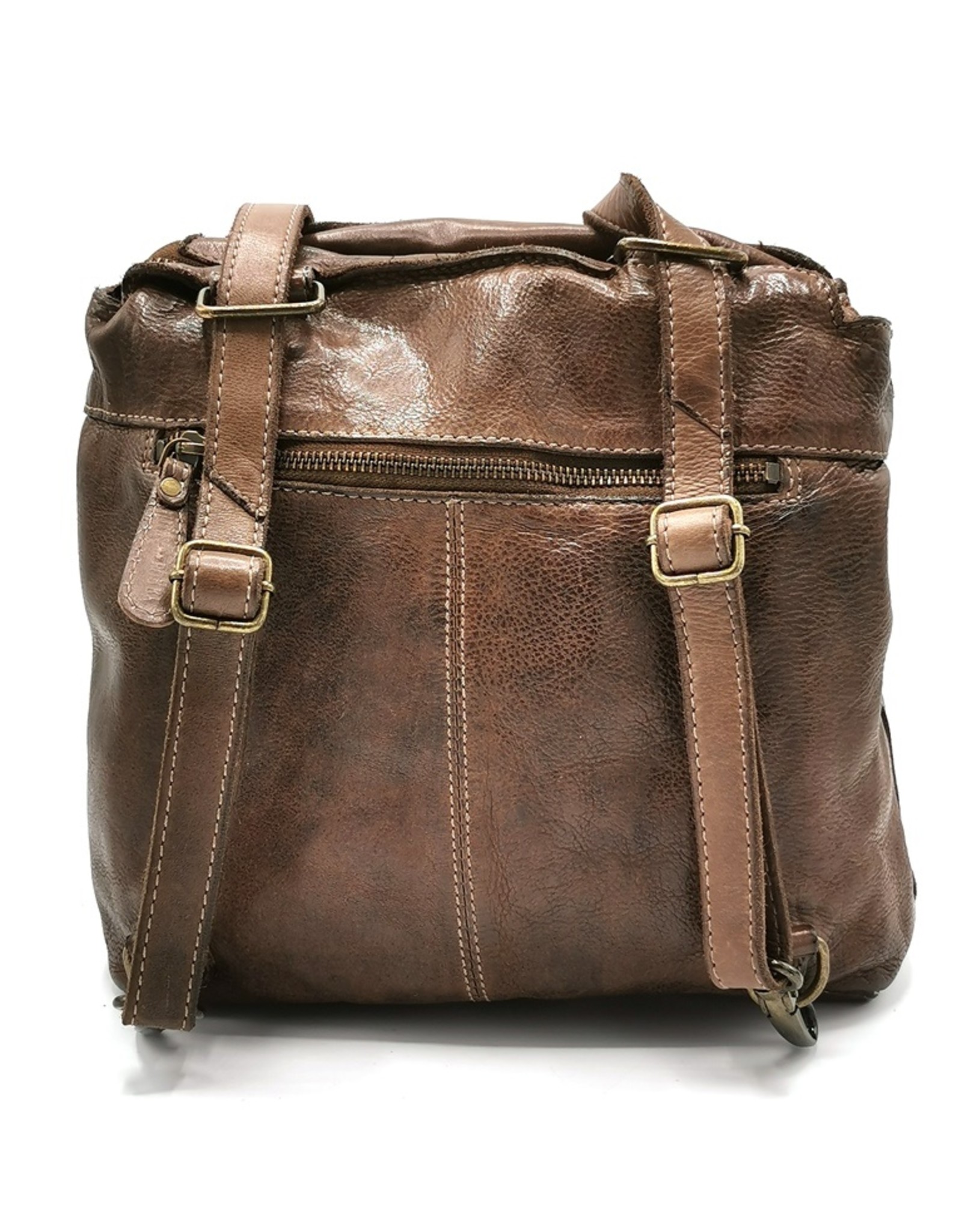 HillBurry Leather backpacks Leather shoppers - HillBurry backpack-shoulder bag washed leather (Taupe)