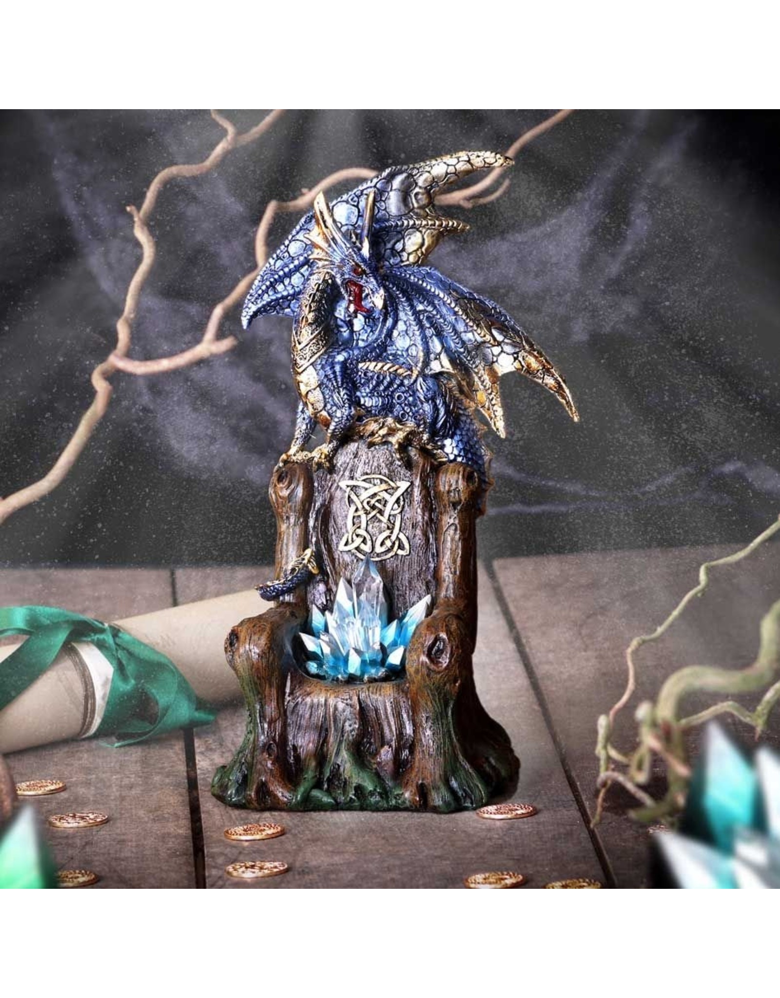Alator Giftware Figurines Collectables - Sapphire Throne Protector Dragon with Crystal LED - 26cm