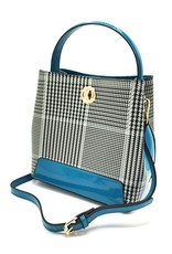 Tom & Eva Fashion bags - Tom & Eva Design Handbag Houndstooth Blue-White-Black