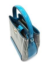 Tom & Eva Modieus - Tom & Eva Design Handtas Pied-de-Poule Blauw-Wit-Zwart