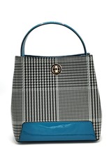 Tom & Eva Fashion bags - Tom & Eva Design Handbag Houndstooth Blue-White-Black