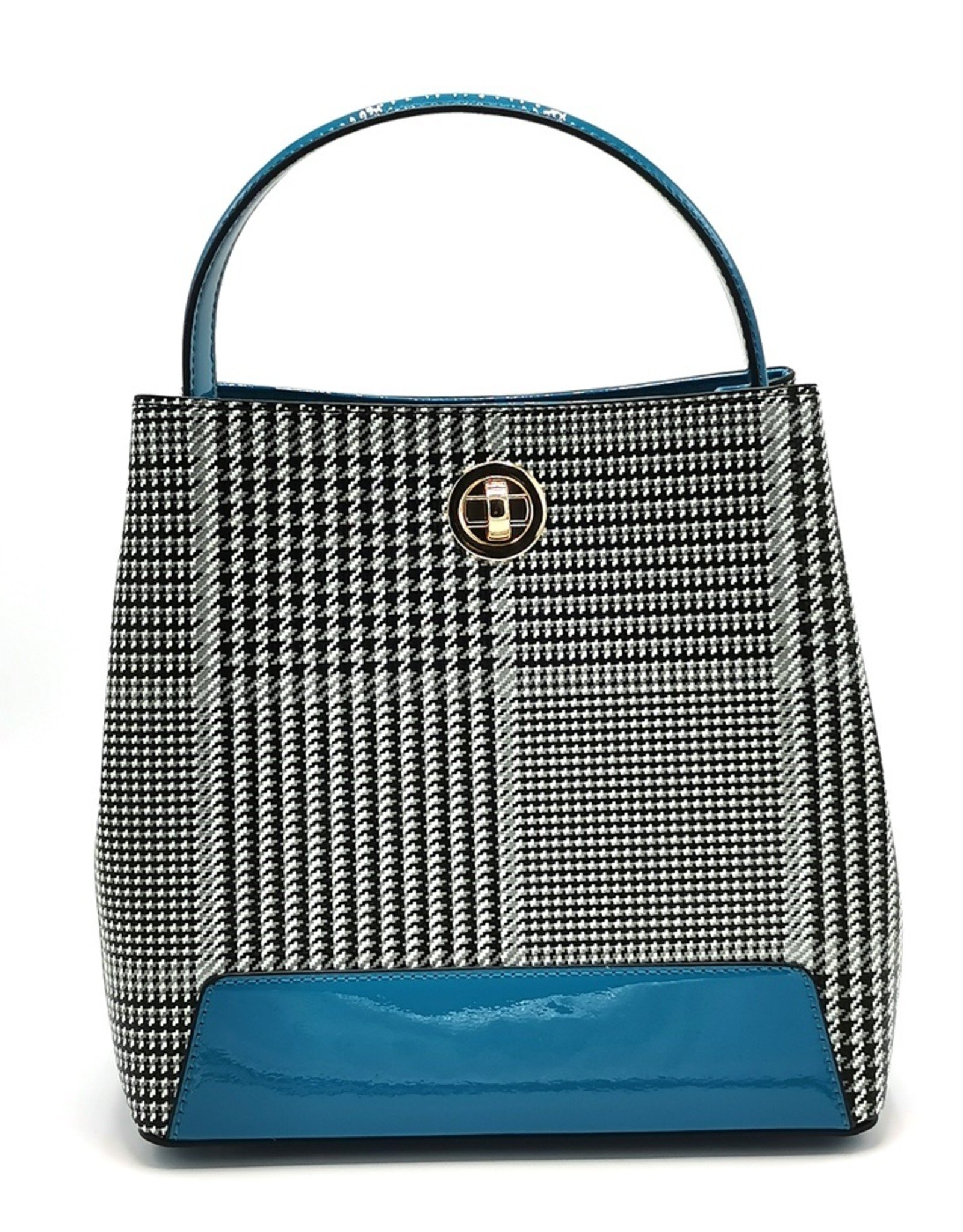 Tom & Eva Fashion bags - Tom & Eva Design Handbag Houndstooth Blue-White-Black