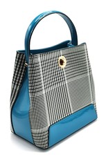 Tom & Eva Fashion bags - Tom & Eva Design Handbag Houndstooth Blue-White-Black