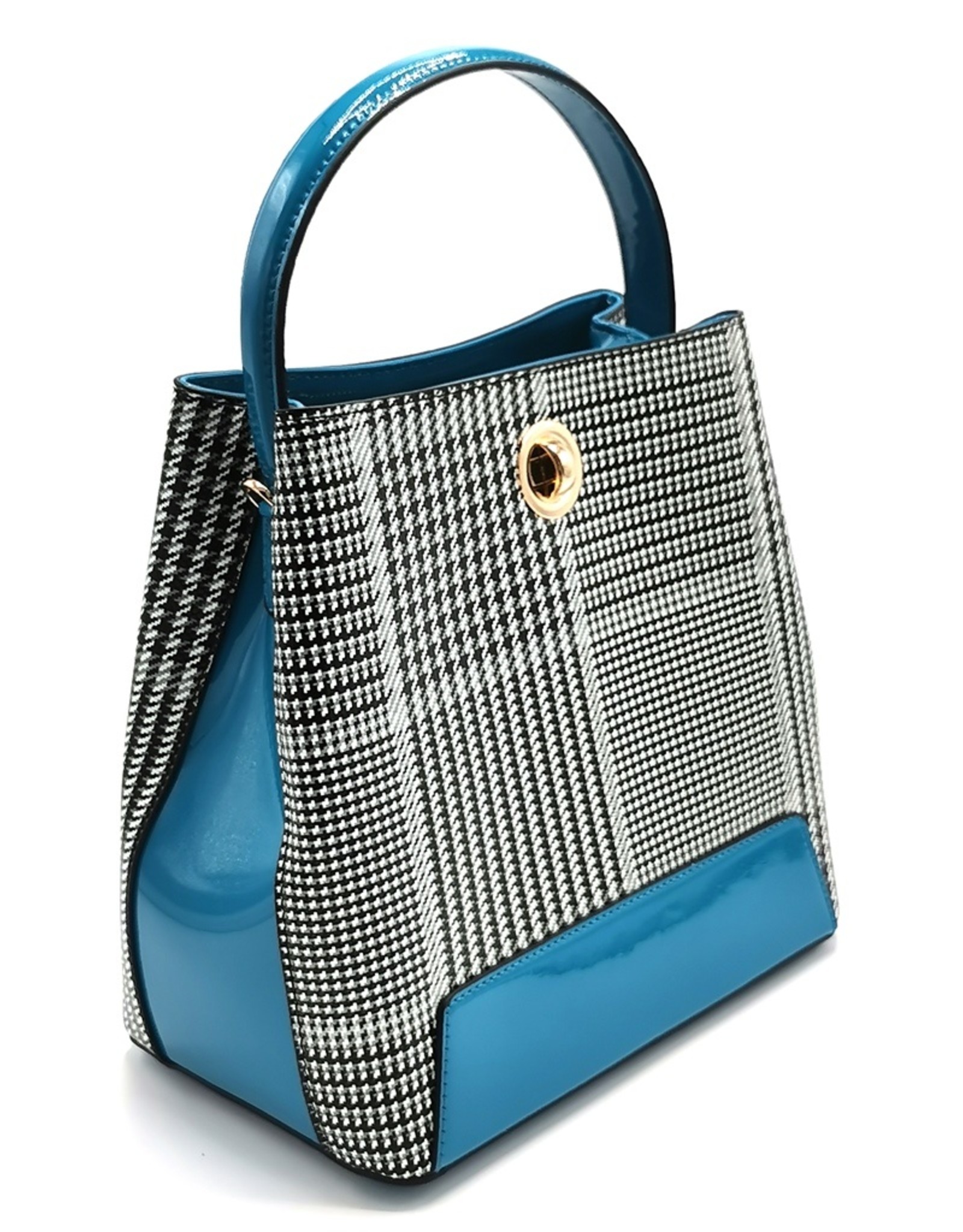 Tom & Eva Fashion bags - Tom & Eva Design Handbag Houndstooth Blue-White-Black