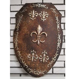 Trukado Iron Wall Mount Shield with Fleur de Lis rusty metal