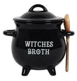 Something Different Witches Broth Cauldron Soup Bowl with Broom Spoon