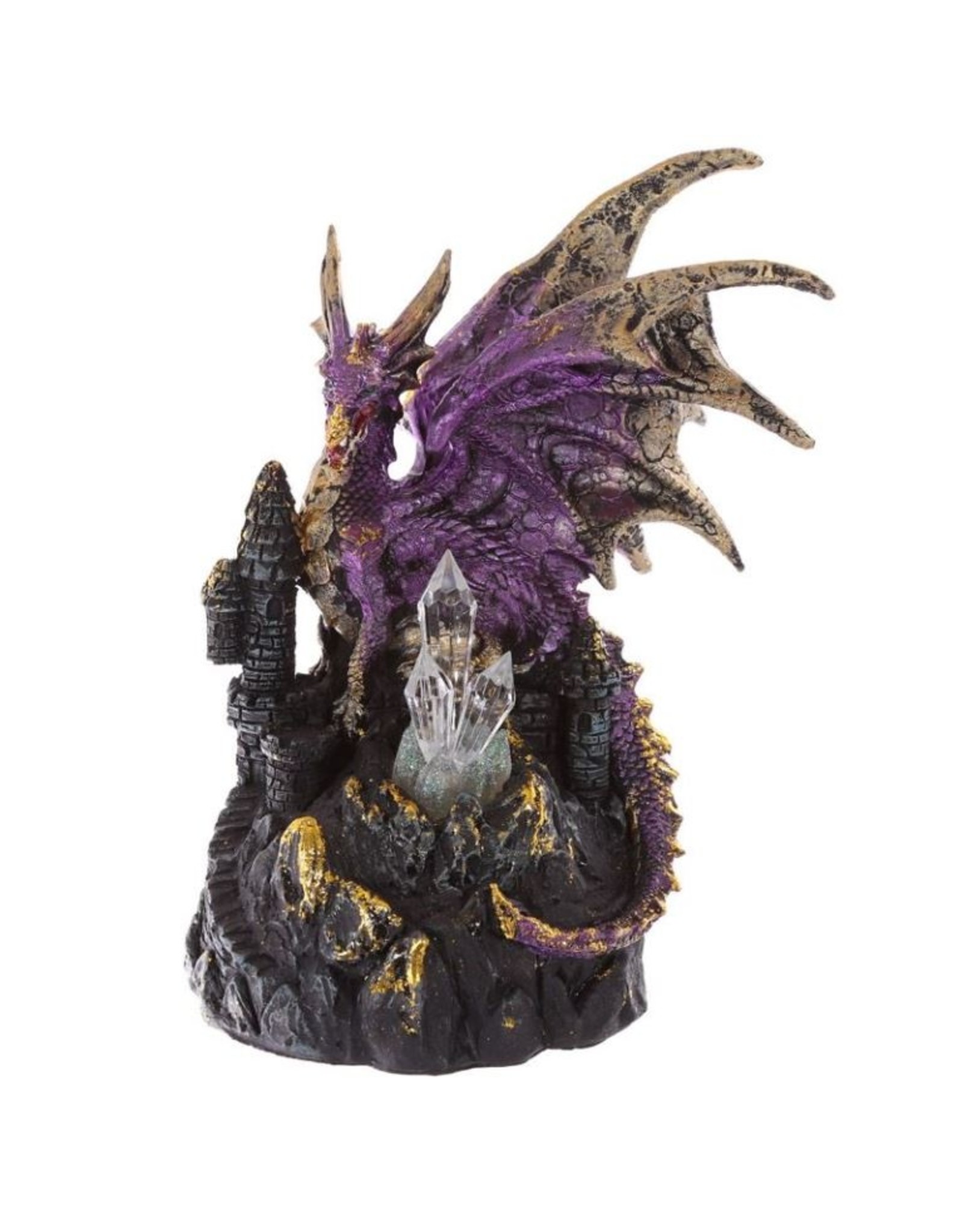 Duistere legenden Giftware Figurines Collectables - Dragon on Castle LED Crystal Figurine