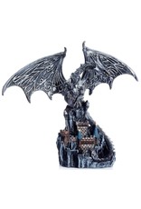 Duistere legenden Giftware Figurines Collectables - Dark Legends Wings of Magic Silver Castle Guardian Dragon