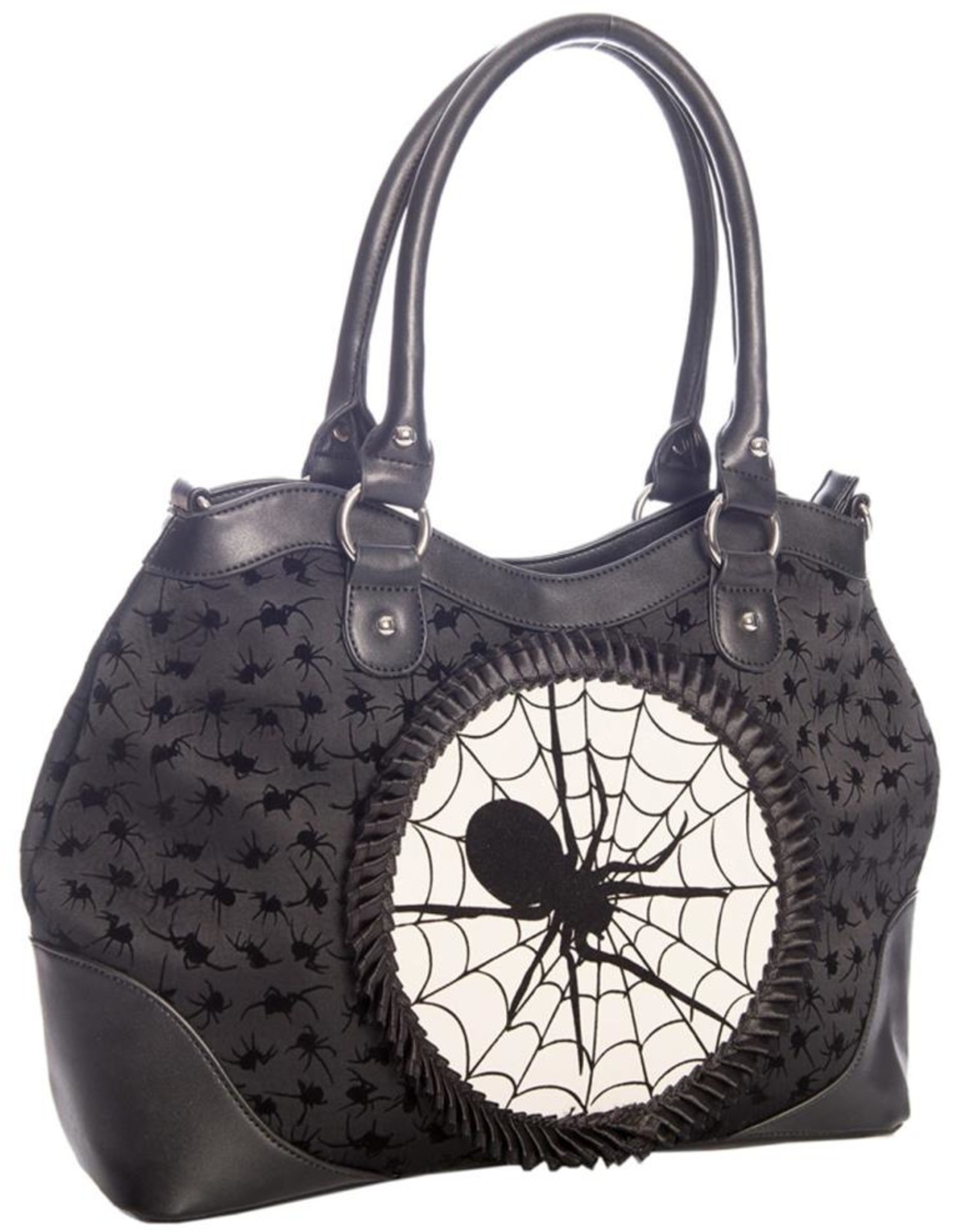 Banned Gothic bags Steampunk bags - Banned Spinderella Handbag with Large Velvet Spider