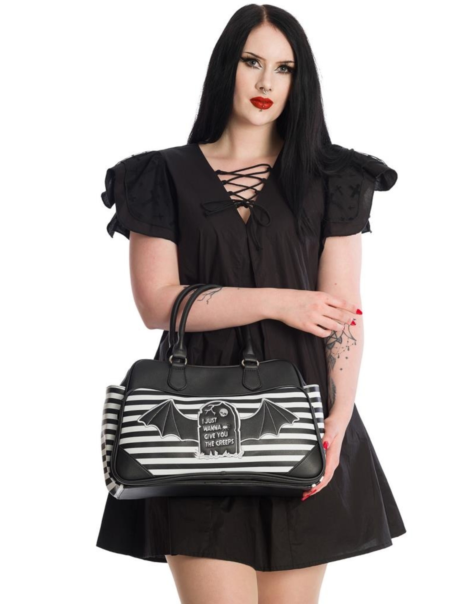 Banned Gothic Bags Steampunk Bags - Banned Tombstone with Bat Wings handbag