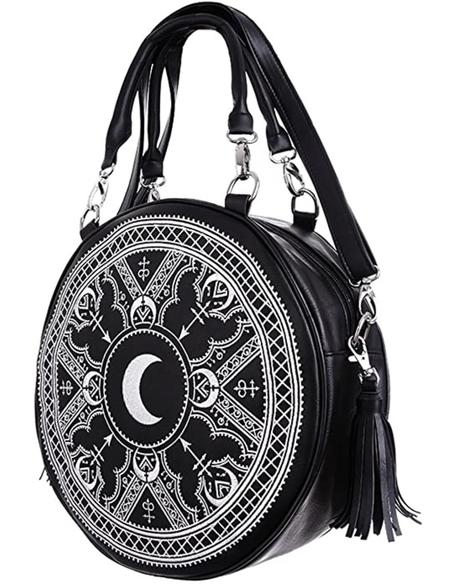 Restyle Gothic Bags Steampunk Bags - Gothic Henna Handbag with Moon Embroidery & Tassels