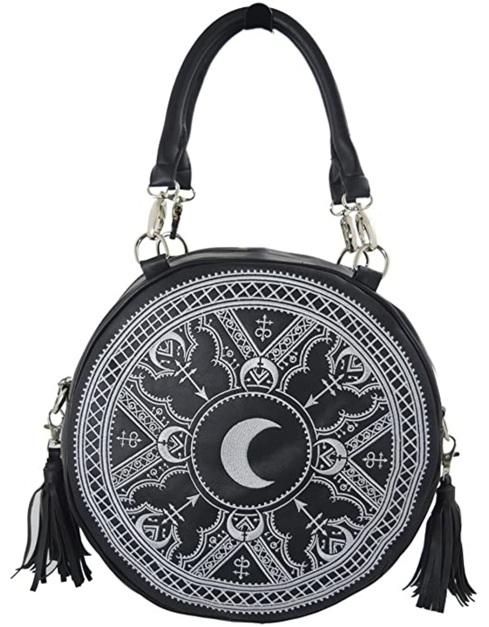 Restyle Gothic Bags Steampunk Bags - Gothic Henna Handbag with Moon Embroidery & Tassels