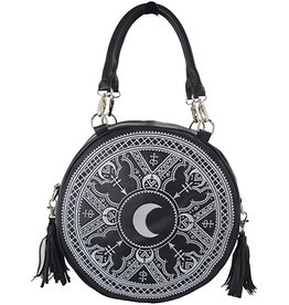 Restyle Gothic Henna Handbag with Moon Embroidery & Tassels