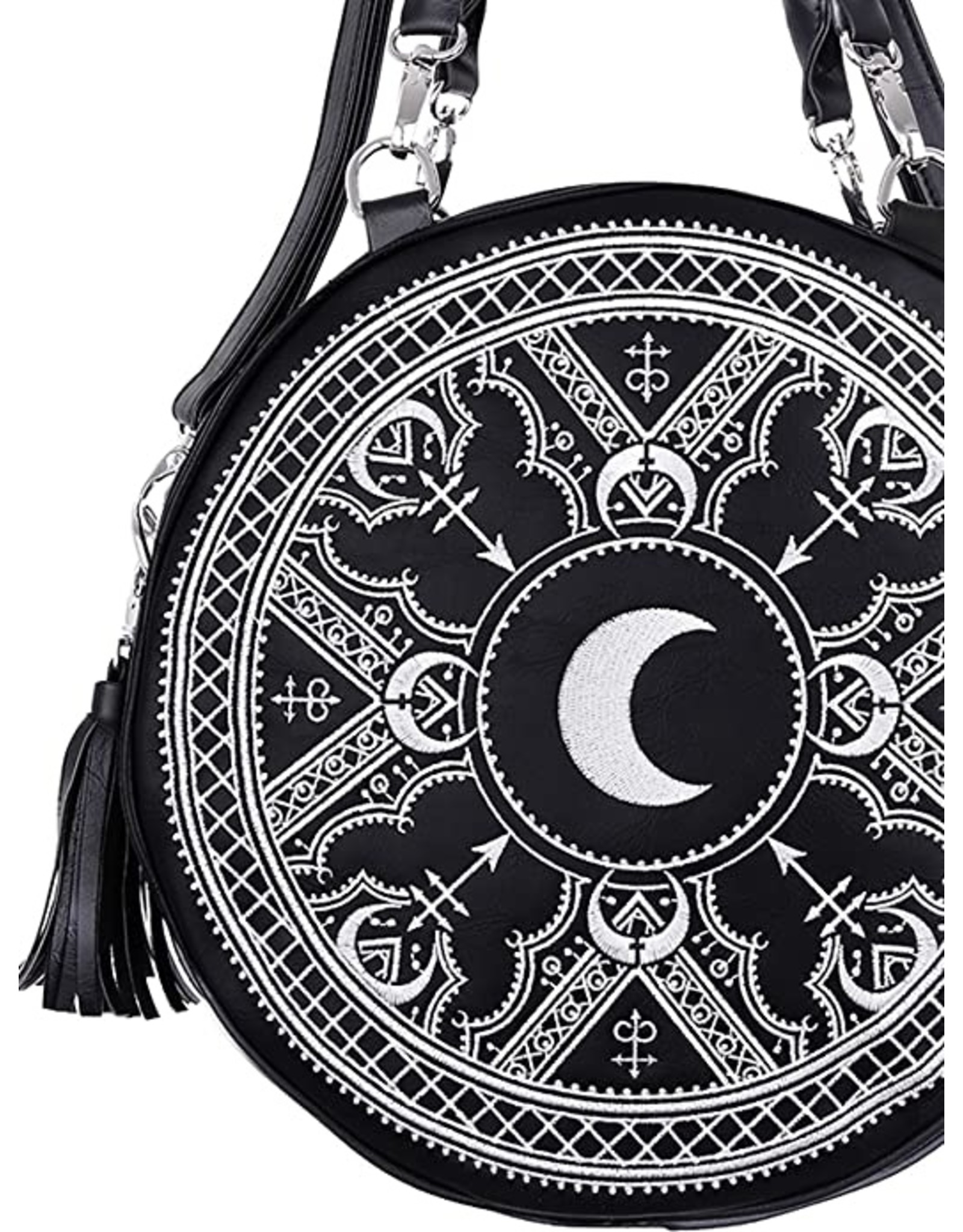 Restyle Gothic Bags Steampunk Bags - Gothic Henna Handbag with Moon Embroidery & Tassels